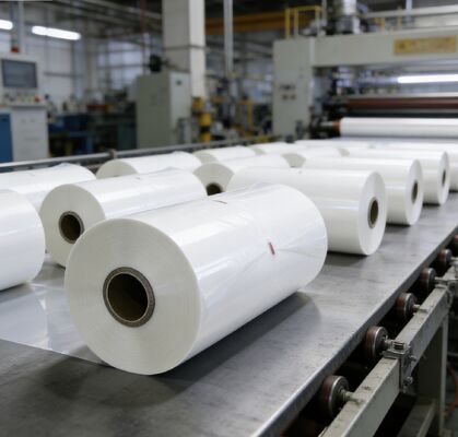 पैकेजिंग के लिए हीट-एक्टिवेटेड चिपकने वाला और चमकदार फिनिश के साथ नमी प्रतिरोधी पीईटी थर्मल लेमिनेशन फिल्म